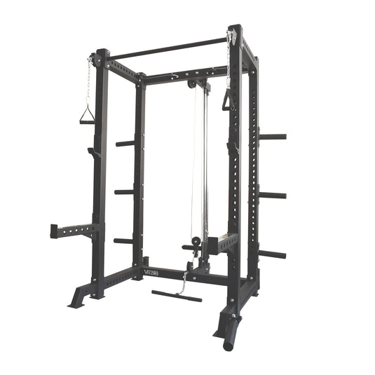 Heavy Duty Power Rack Cage w Row and Cable Fly