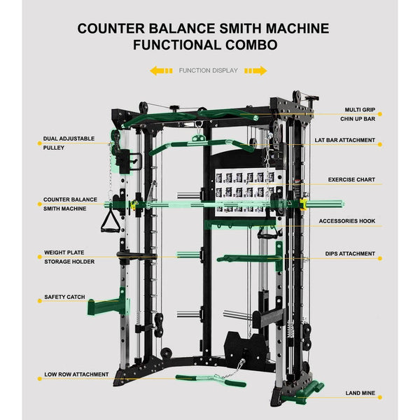 Counter Weight Smith Rack Multi-Gym Trainer Combo - DirectHomeGym