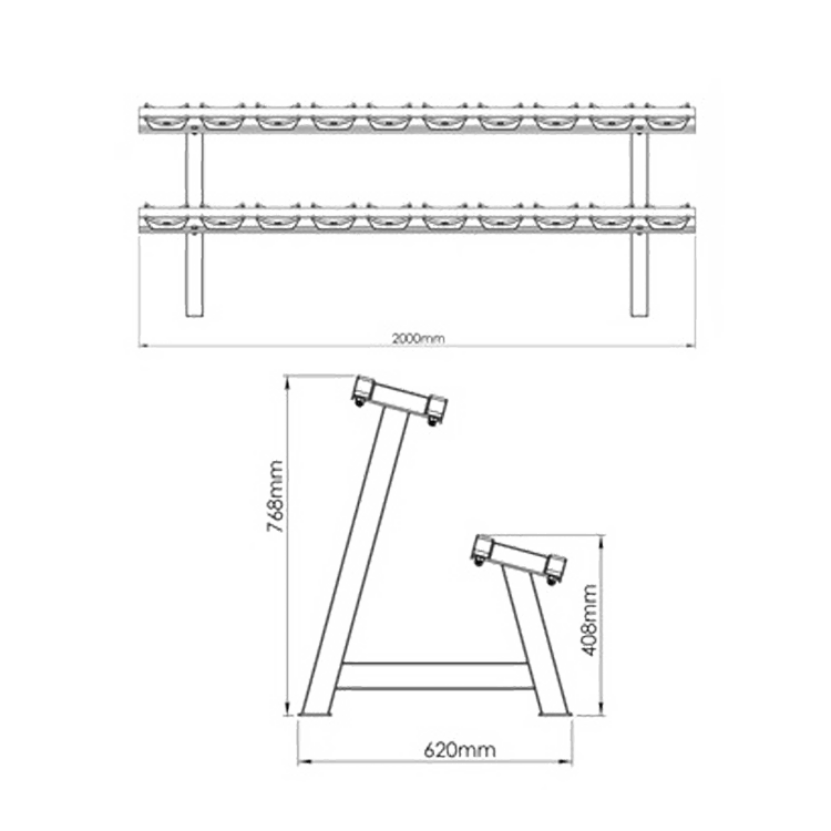 Dumbbells 2-Tier 10 Sets Storage Shelf Rack - DirectHomeGym