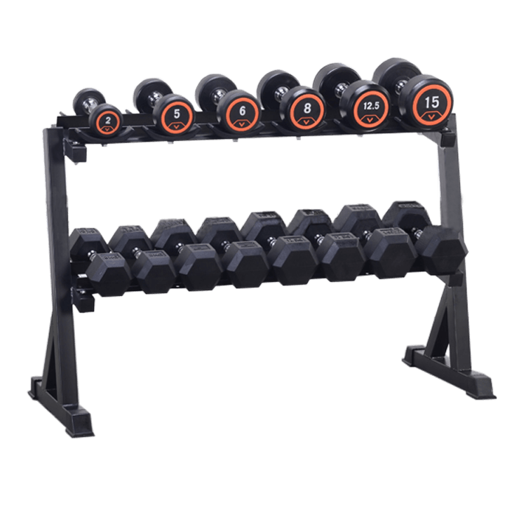 Dumbbells Shelf Rack Hex / Round (2-Tier) - DirectHomeGym