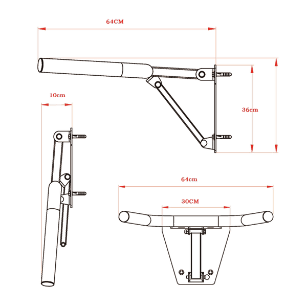 Folding Heavy Duty Wall Mount Dip Bar - DirectHomeGym