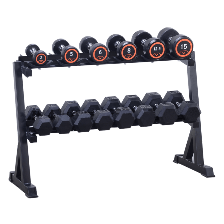 Dumbbells Shelf Rack Hex / Round (2-Tier) - DirectHomeGym
