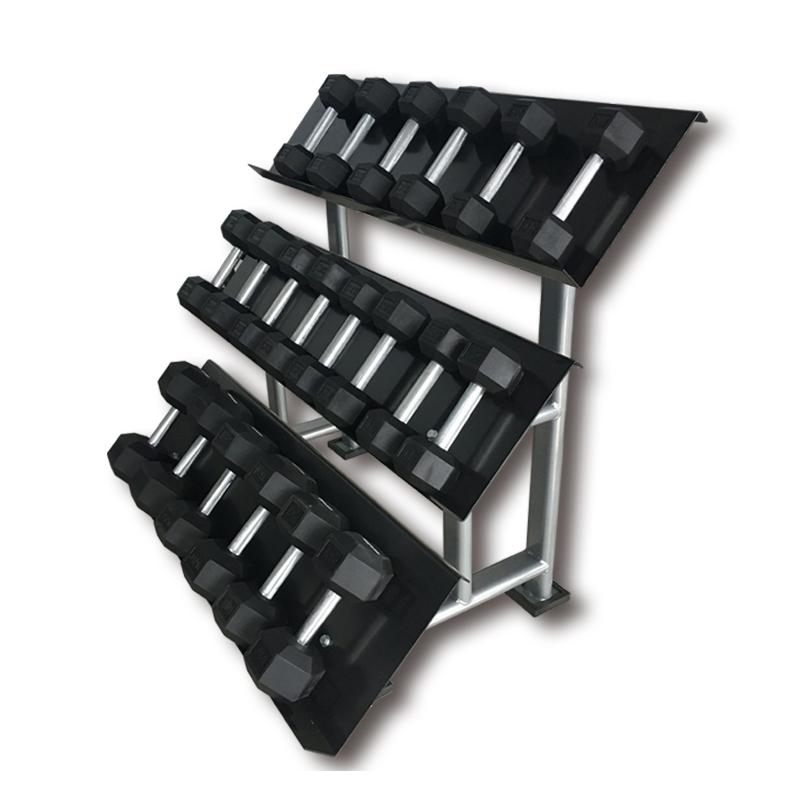 Commercial 3 Tier Hex Dumbbell Storage Shelf - DirectHomeGym