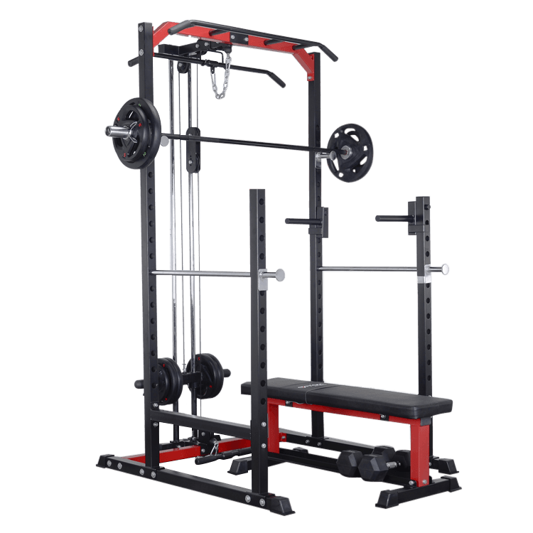 Power Squat Rack with Lats Pull-down and Row Machine - DirectHomeGym