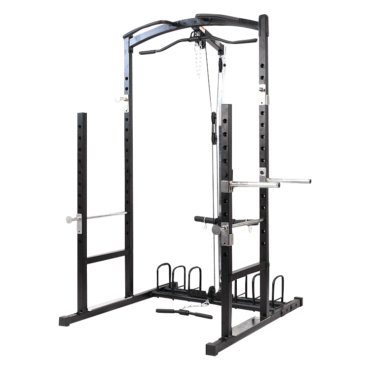 Power Rack with Plates Storage Dip Bars and Cable Machine - DirectHomeGym