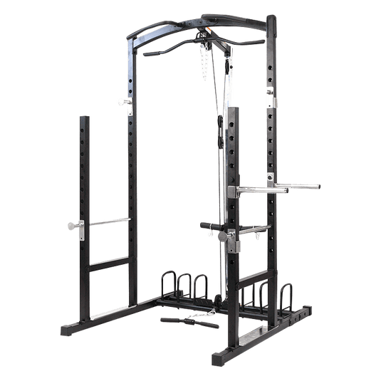 Power Rack with Plates Storage Dip Bars and Cable Machine - DirectHomeGym